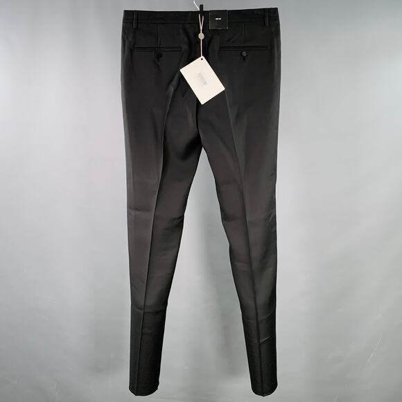 DSQUARED2 Size 34 Black Wool Silk Flat Front Dress Pants - Picture 2 of 8